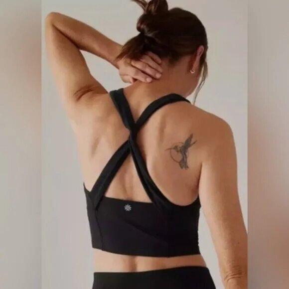 Athleta Conscious Twist Crop Top Sports Bra Black Size Small - Picture 1 of 6